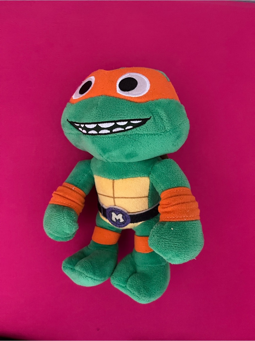 Lush Green & Orange Turtle Plush - Playful Reptile Character(Used Good Conditon)